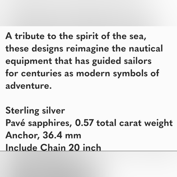 DAVID YURMAN SS Anchor AMULET Black Diamonds 2.7mm Box Chain 20"  Necklace NIB - Picture 15 of 16